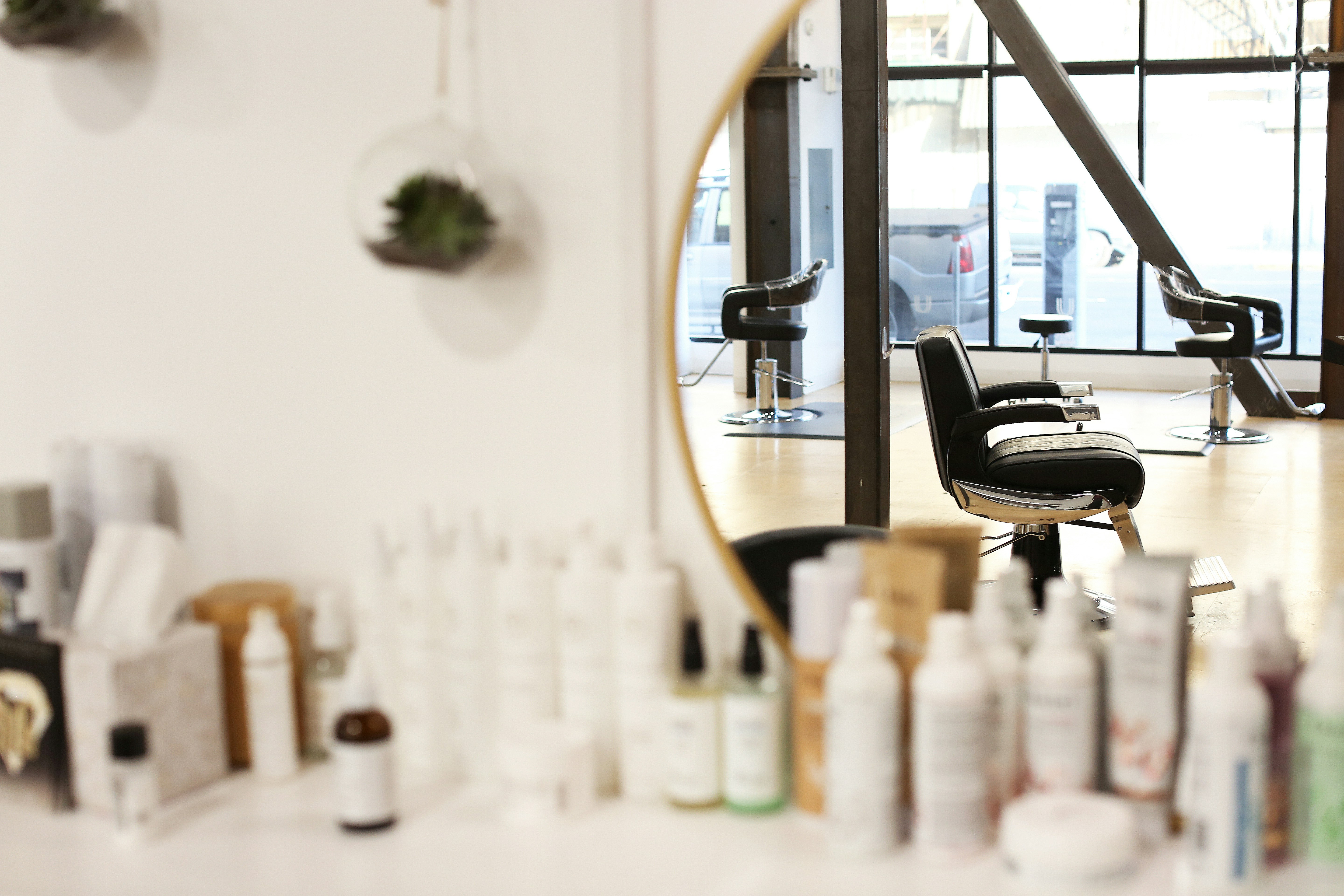 Salon treatment room with professional lighting and clean aesthetic